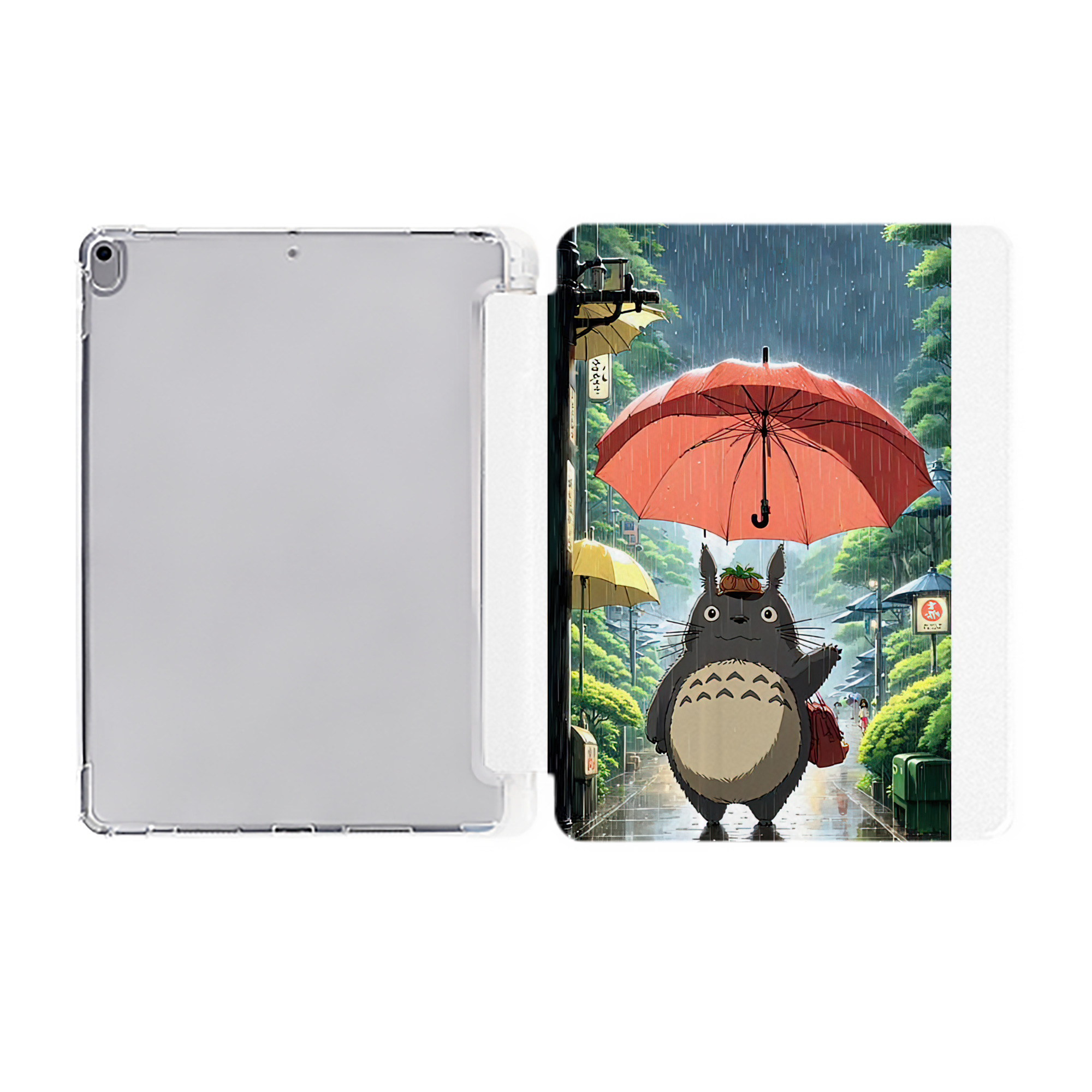 （画像用） となりのトトロ 草壁メイ 草壁サツキ My Neighbor Totoro Satsuki Kusakabe Mei Kusakabe IPad ケース ペン収納付き 三つ折りスタンド PUレザー×シリコン 対応機種9.5/10.5/10.9インチ